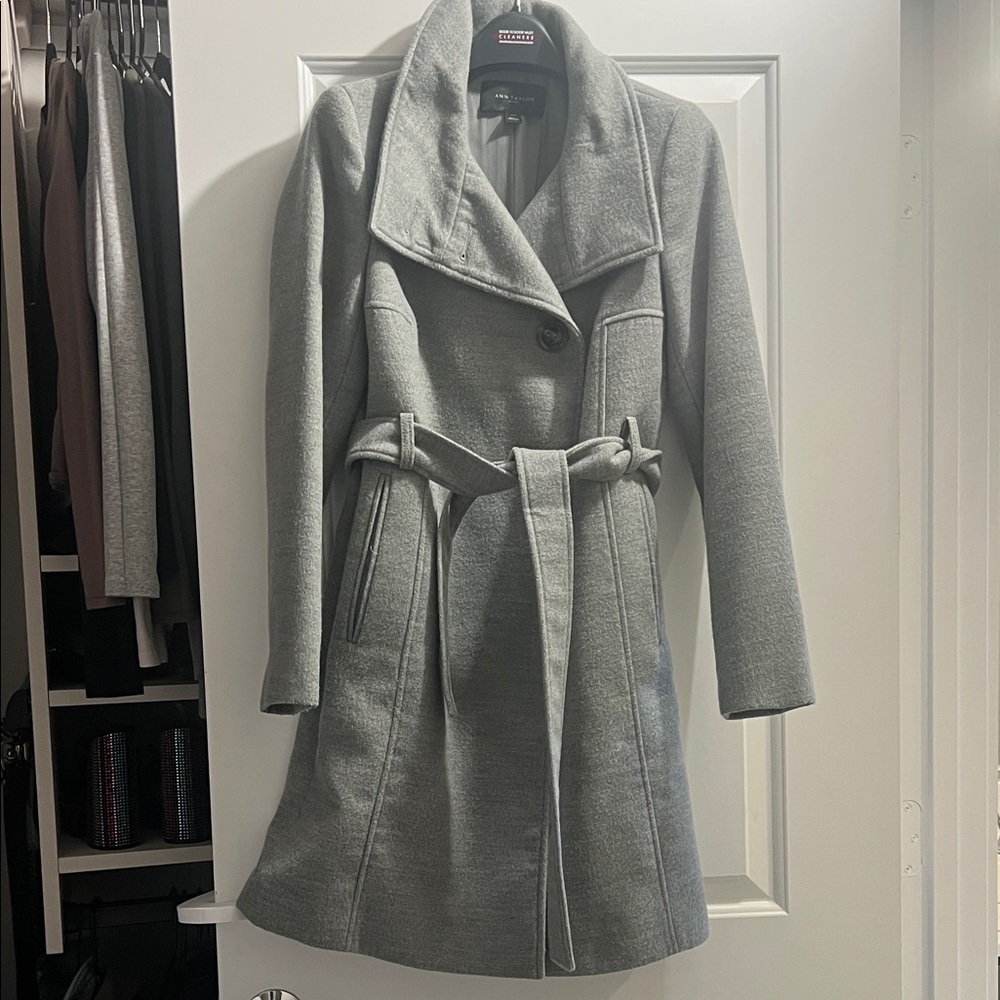 Ann Taylor Grey Belted Trench Coat